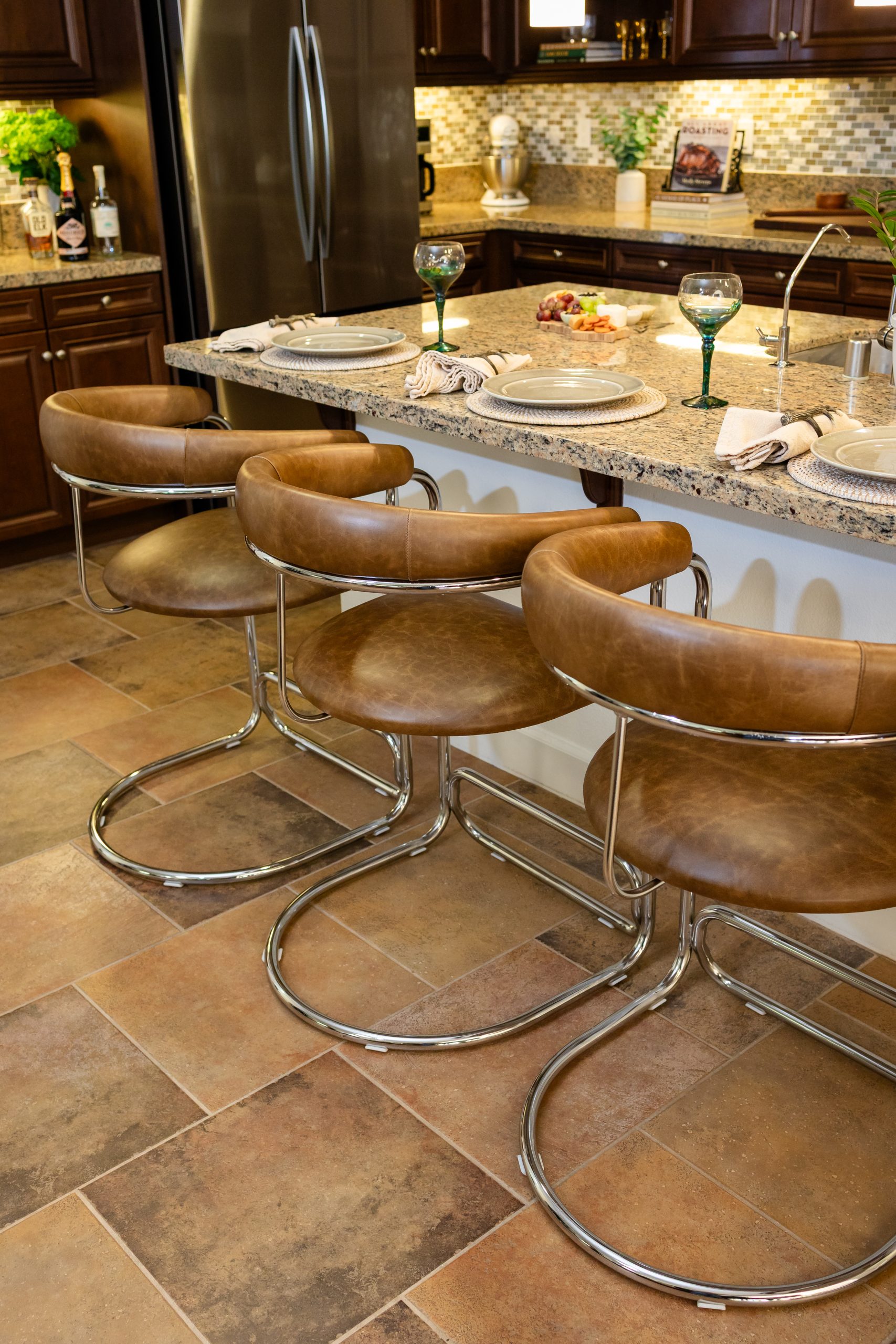 Lorren Counter Height Stool In Brown-Olive