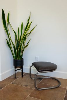 The Lorren Ottoman in Cafe' and Natural Steel