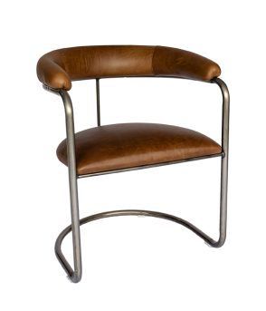The Lorren Chair in Brown-Olive and Natural Steel