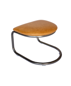 The Lorren Ottoman in Light Honey and Natural Steel