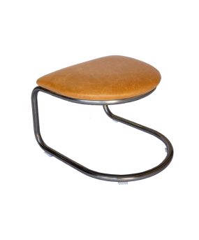 The Lorren Ottoman in Light Honey and Natural Steel