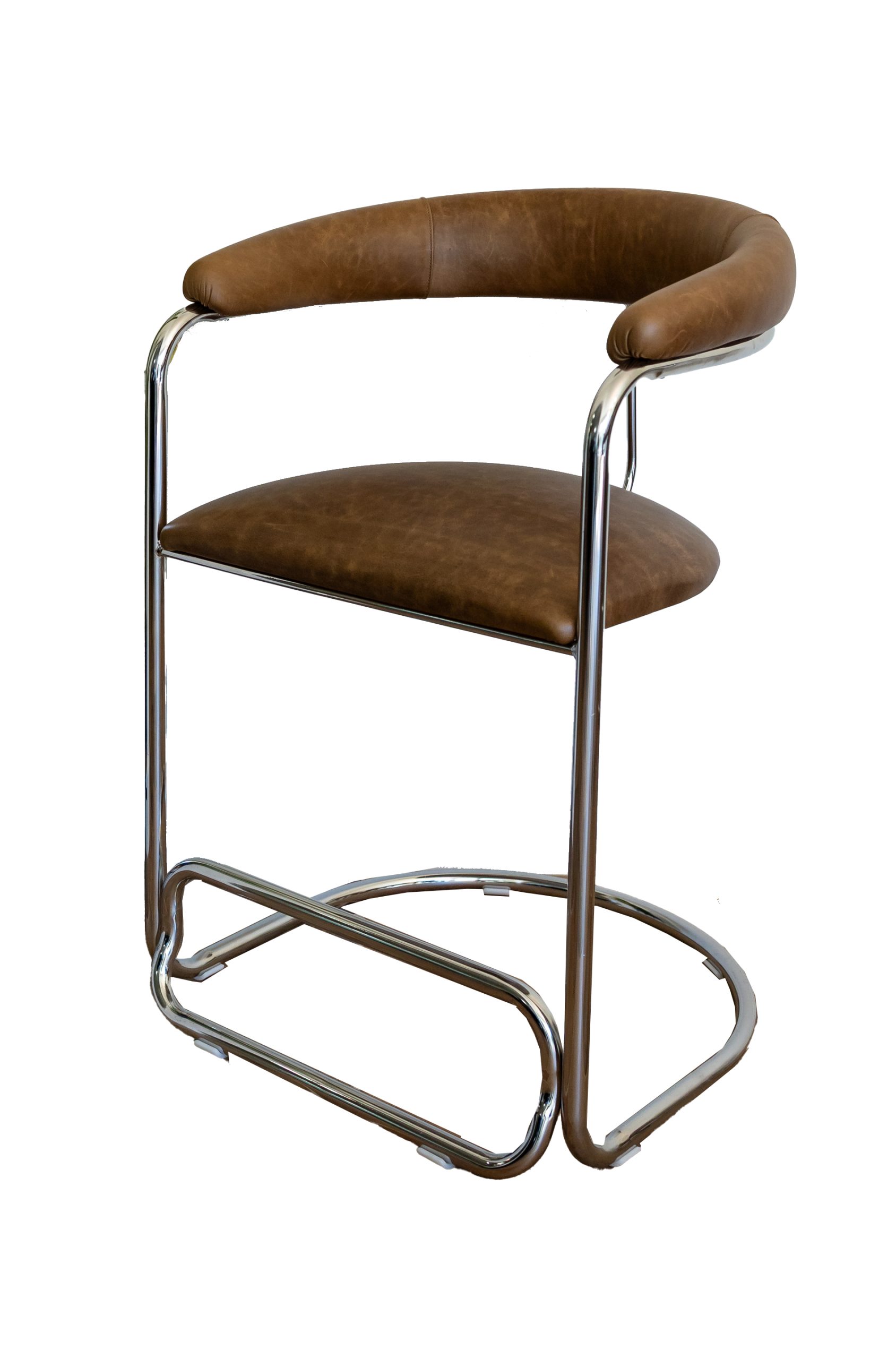 Lorren Stool Brown Olive Chrome White Background Hi-res