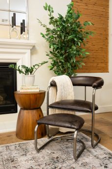 The Lorren Chair and Ottoman Set in Cafe' and Natural Steel