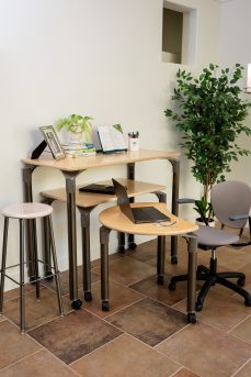 VBOC Stool in Sandstone and Natural Steel