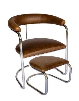 The Lorren Chair and Ottoman Set in Brown-Olive