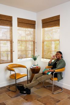 The Lorren Chair in Light Honey and Natural Steel